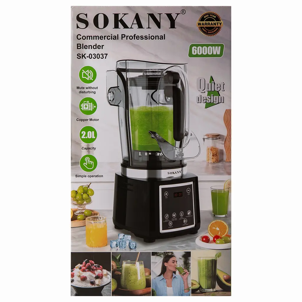 Блендер стаціонарний Sokany SK-03037 з чашею 2 л, чорний Sokany SK-03037 - фото 10