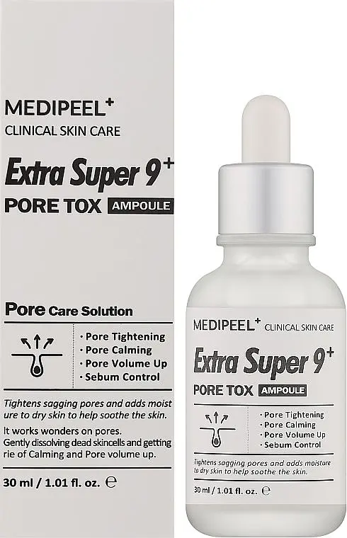 Пилинг-сыворотка для лица для очистки и сужения пор 30 мл Medi Peel Extra Super 9 Plus Pore Tox Ampoule - фото 2