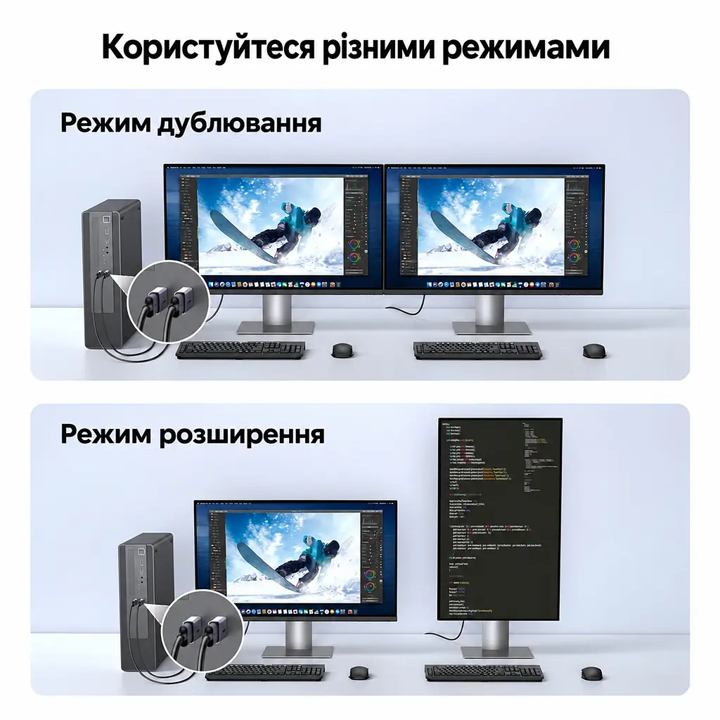 Відеоадаптери UGREEN DP130 DisplayPort - HDMI 4K 30 Гц 2 шт. синьо-сірі (55935) - фото 8