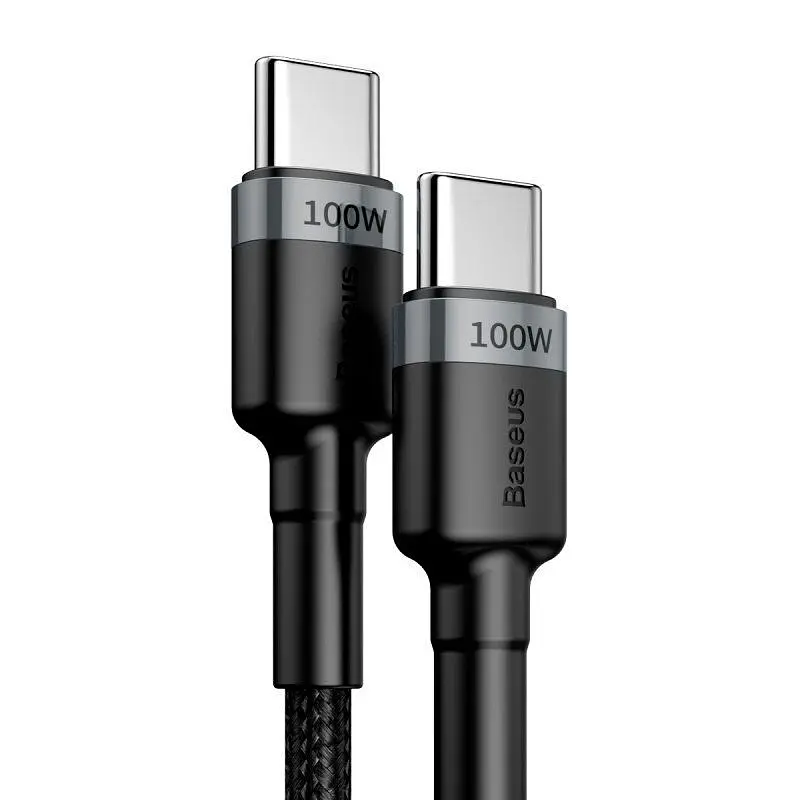 Кабель Baseus Cafule Cable Type-C to Type-C 100W 2m CATKLF-ALG1 Black-Grey - фото 2