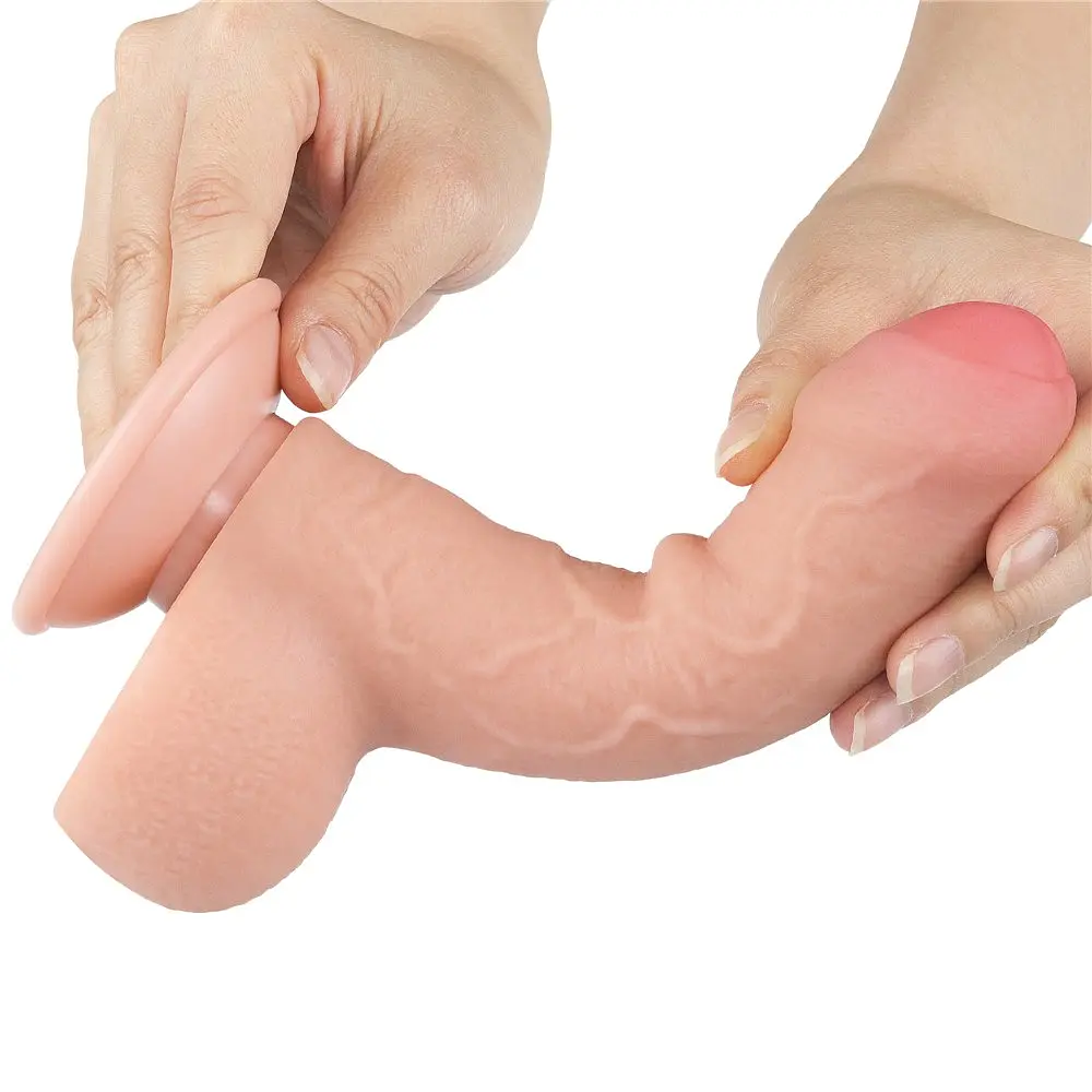 Фаллоимитатор LoveToy Sliding-Skin Dual Layer Dong 7" 18.3 см телесный - фото 4