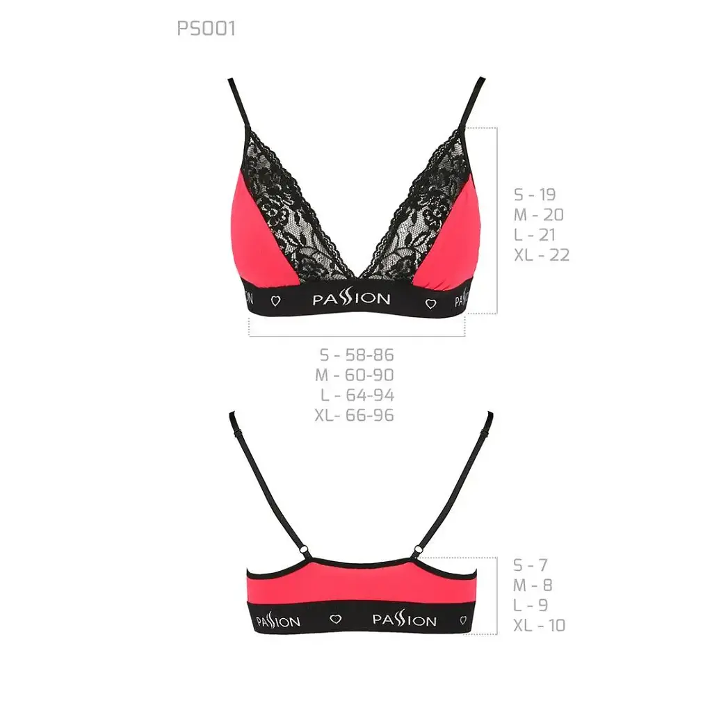 Эластичный топ с кружевом Passion TOP red-black L - фото 3
