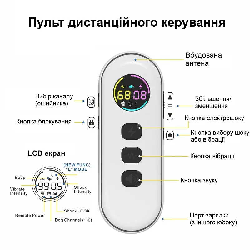 Электронный ошейник для средних собак дрессировочный с тремя видами воздействия DOBE DB900S, белый (101090) - фото 3