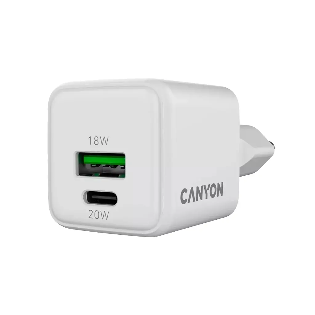 Зарядний пристрій Canyon CU20AC GaN 20 Вт 1xPD 1xQC EU білий (CNS-CUW20AC) - фото 3