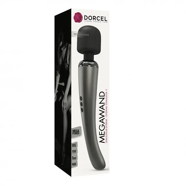 Потужний вібромасажер Dorcel Megawand Chrome Silver, що перезаряджається, 160 режимів, 29.5х5.5 см (сріблястий) - фото 7