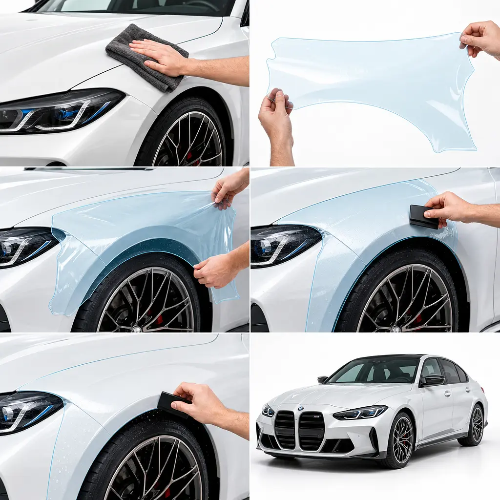 Антигравійна захисна бронеплівка за лекалами для BMW M3 G80 facelift 2024- передня частина авто (капот бампер фари крила) - фото 2
