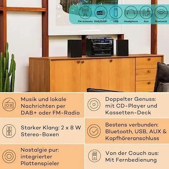 Стереосистема проигрыватель винила Auna 388-DAB+ (10034091) - фото 5