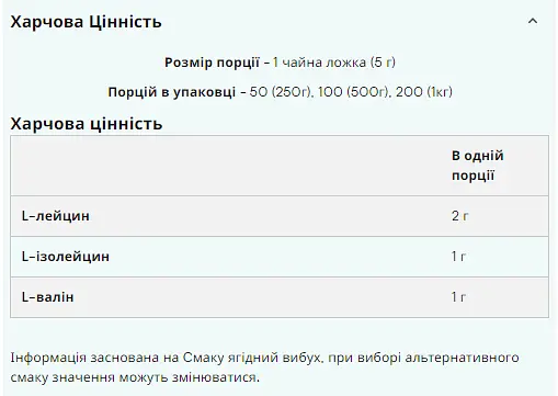 Комплекс Амінокислот ВСАА 2-1-1 Essential - 250г Ягідний Вибух - фото 2