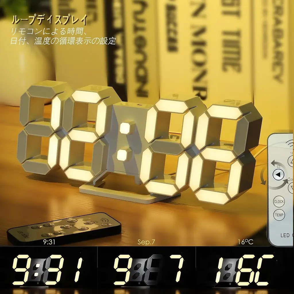 Цифровые часы KOSUMOSU ACD-210Y, светодиодные часы, настенные часы, автоматически честимка яркости, цвет лампочки - фото 2