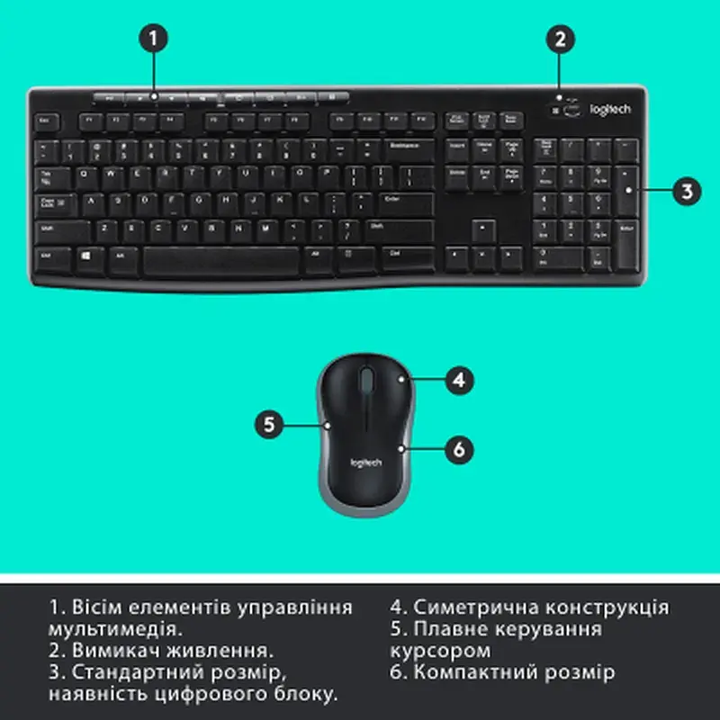 Комплект Logitech MK270 Wireless UA Black (920-004508) - фото 7