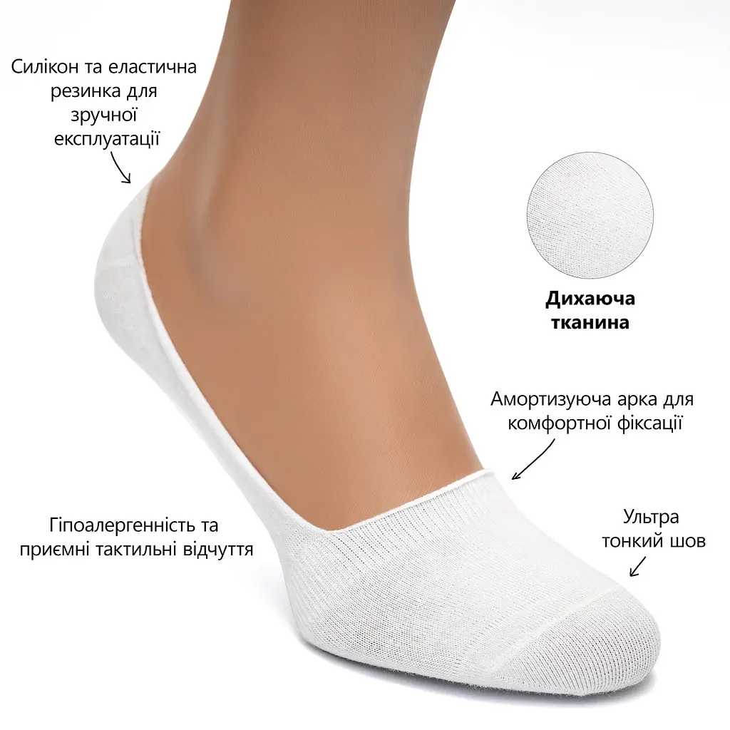Безшовні дихаючі сліди з силіконом ORGANIC cotton JILL ANTONY 38-40 women's арт. 31001 - фото 2