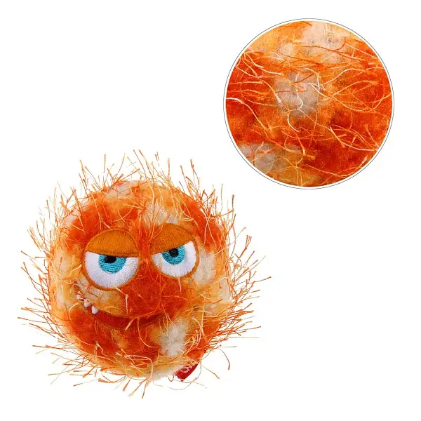 Іграшка для Собак Gigwi Crazy Ball Гумовий М'яч з ворсистою Покриттям і пищалки Помаранчевий 7 см - фото 3