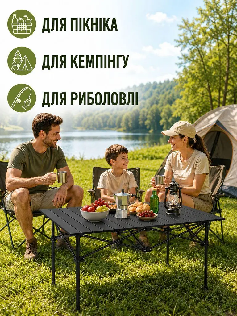 Стіл складаний туристичний 95х55х50 см з чохлом для пікніка, кемпінгу та риболовлі (49676022) - фото 7