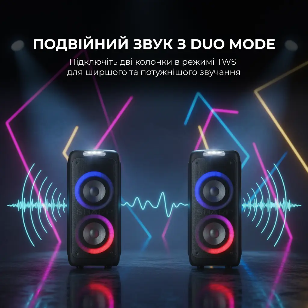 Портативна колонка Sharp Party Speaker PS-949 Black - фото 2