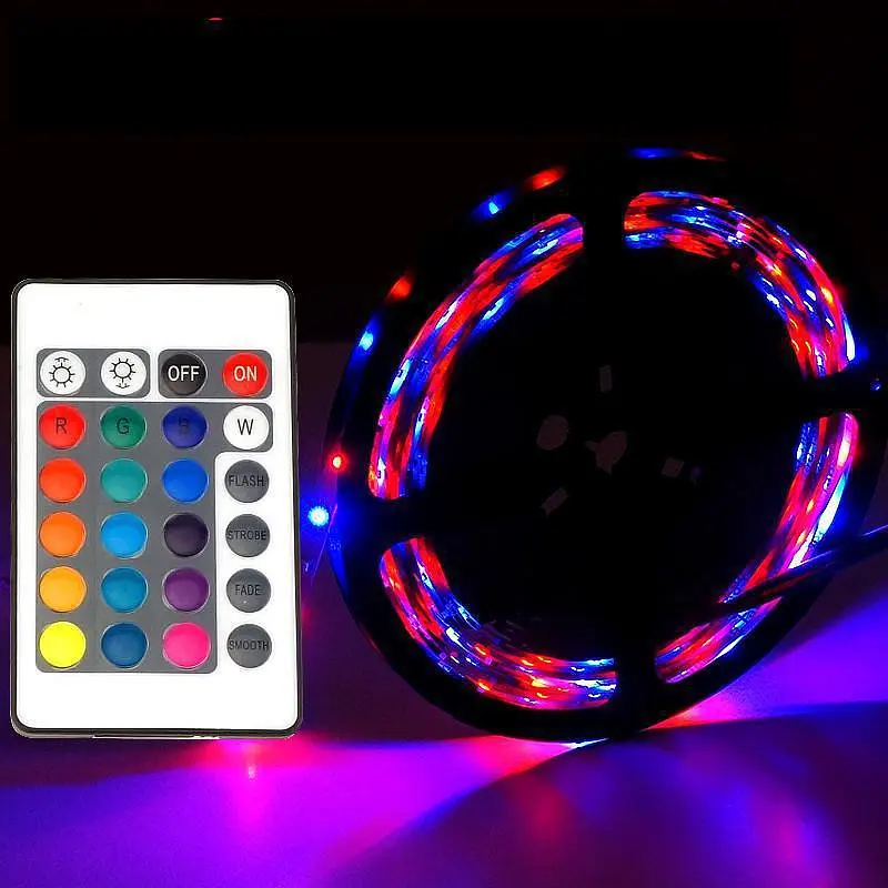 Комплект Світлодіодна стрічка багатобарвна 3528 RGB комплект 5м з пультом - фото 2
