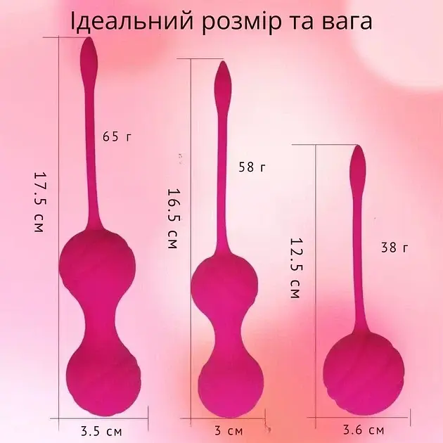 Вагінальні кульки Кегеля I’MCUM TightLuxe Kegel Balls Рожеві 3 шт (IM-KGE209) - фото 2