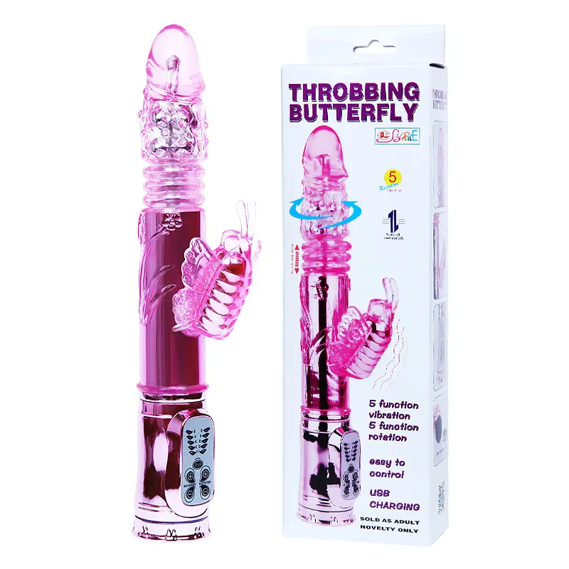 Вібратор - Throbbing Butterfly Rotating Vibrator Pink, 29 см