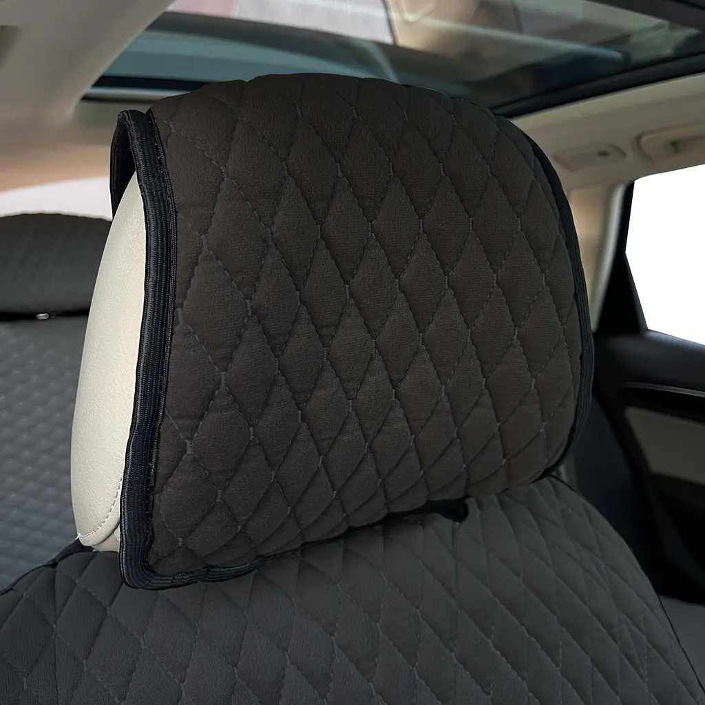Накидки для сидінь Torino Комплект з підголовниками Чорні (Мікро Велюр Преміум) - фото 5