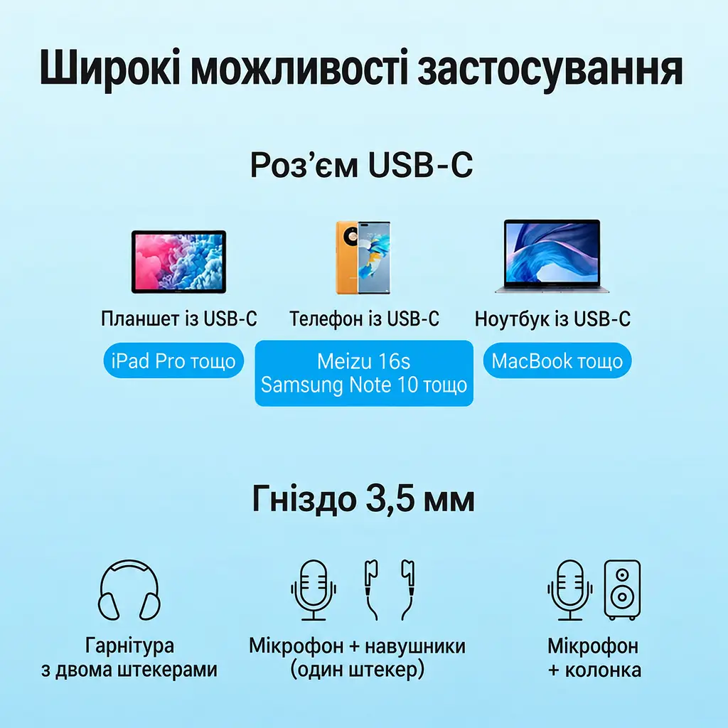 Адаптер-розгалужувач для гарнітури Vention кабель завдовжки 0,3 м ЦАП DAC штекер USB-C на гніздо 3,5 мм для аудіо та окреме гніздо 3,5 мм для мікрофона джерело має підтримувати передавання аудіо через USB-C для мобільного караоке та прямих трансляцій для відеочатів сірий (BGPHY) - фото 9