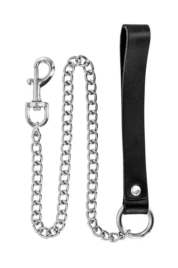 Поводок зі шкіри Fetish Tentation Premium Metal leash with cowhide leather, 72 см