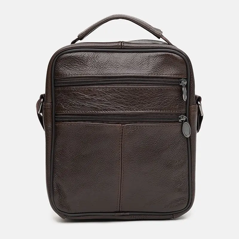 Чоловіча сумка Borsa Leather K12314br 23x19x7 см Коричневий (40175) - фото 3