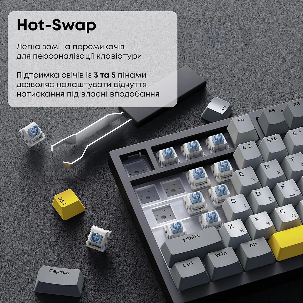 Клавіатура Ajazz AK820 Sea Salt Switch Black (AK820-SS-BGY) [163668] - фото 11