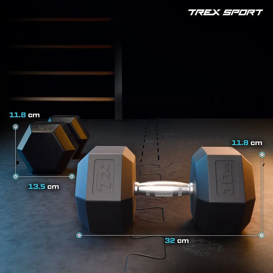 Гантеля шестигранна прогумована TX-100RD Trex Sport 10кг - фото 2