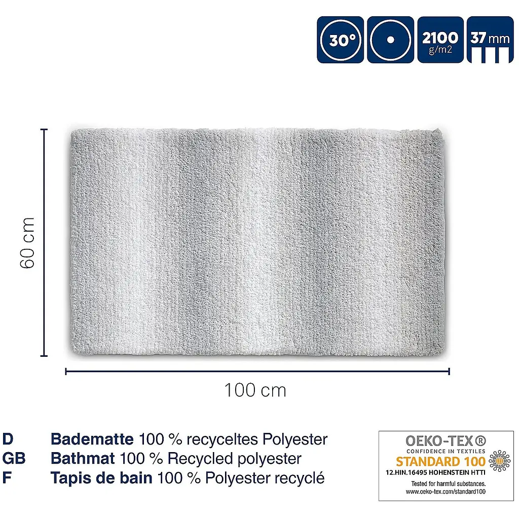 Коврик для ванной Kela Ombre 100x60x3.7 см морозно-голубой (23570) - фото 3