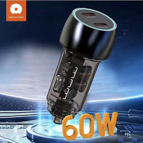 Автомобільний зарядний пристрій WUW-C283 PD30W+ PD30W чорний - фото 3