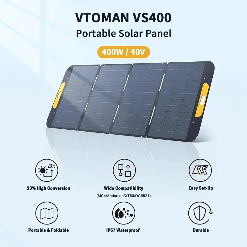 Солнечная панель Vtoman 400W 40V IP67 MC-4/Anderson/XT60/DC5521 - фото 2