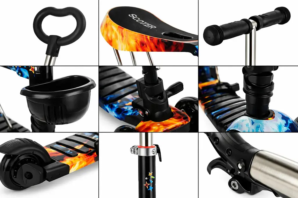 Дитячий самокат 18-2 з батьківською ручкою і сидінням - фото 3