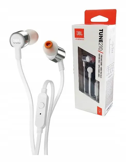 Навушники JBL Tune 210, Grey, 3.5 мм, мікрофон, однокнопковий пульт управління, технологія 'Pure Bass', алюмінієві вставки - фото 6