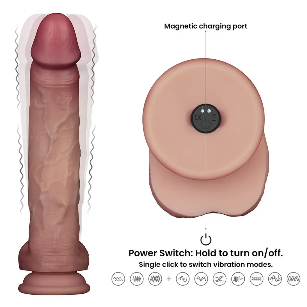 Реалістичний вібратор Vibrating Sliding Skin Pro II тілесний 25см - фото 10