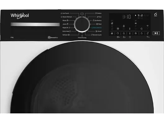 Whirlpool Сушильна машина тепловий насос, 9кг, A+++, 60см, дисплей, люк чорний, білий - фото 4