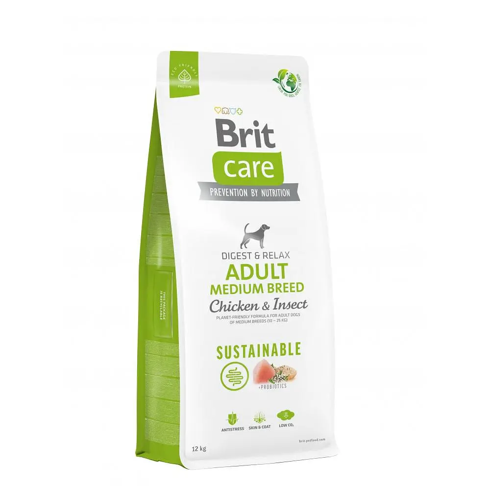 Сухий корм Brit Care Dog Sustainable Adult Medium Breed для собак середніх порід, з куркою та комахами 12 кг (арт.172177/558681)