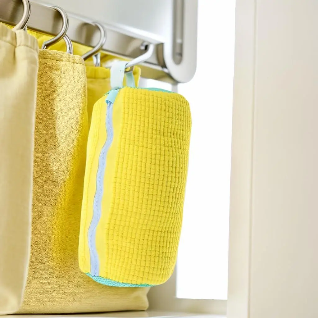 Мішок чохол на блискавці для прання взуття в пральній машині з мікрофібри сумка сітка пральний пакет універсальний для делікатного миття кросівок кед м'яких іграшок та нижньої білизни 39х19 см UKC жовтий - фото 4