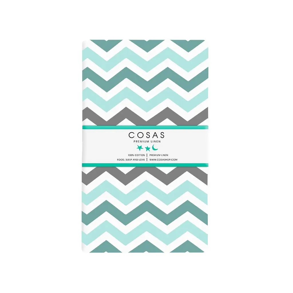 Набір простирадл на резинці Cosas BEIGE/MINT ZIGZAG 160х200х20 см (Set_Beige_ZigMintGrey_160x200_2) - фото 4