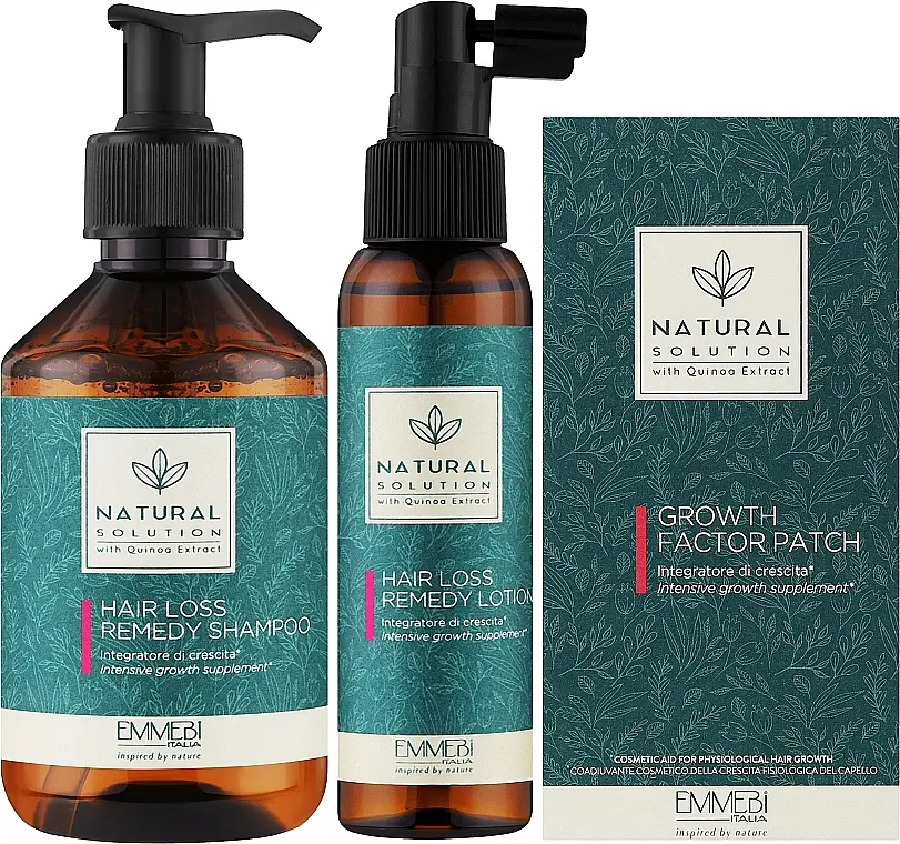 Набор Контроль потери волос Emmebi Italia Natural Solution Hair Loss Remedy Programm (shm/250ml+lot/100ml+patch/30pcs) - фото 2