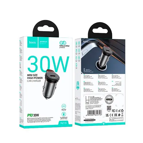 АЗП HOCO NZ16 Rigorous single port PD30W Metal Grey - фото 5
