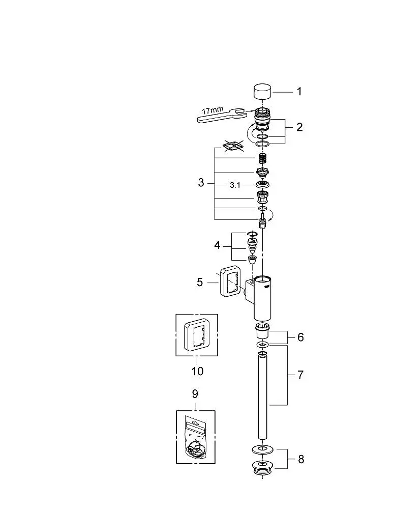 Змивний пристрій для пісуару натискний Grohe Rondo 37339000, Хром - фото 6