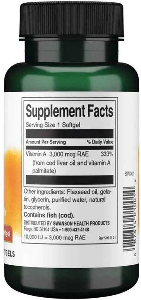 Вітаміни та мінерали Swanson Vitamin A 10000 IU, 250 капсул - фото 2