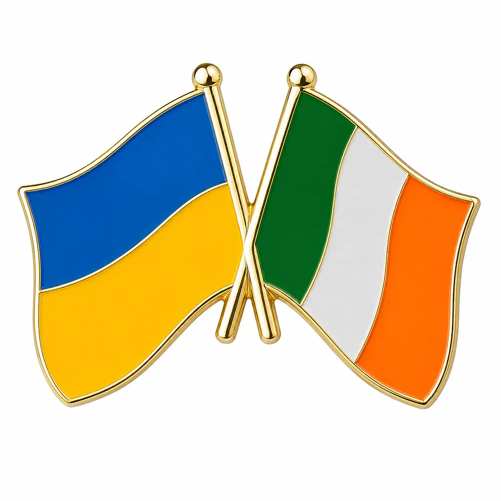 Подвійний значок-пін «Україна – Ірландія» 25 × 19 мм (00105)