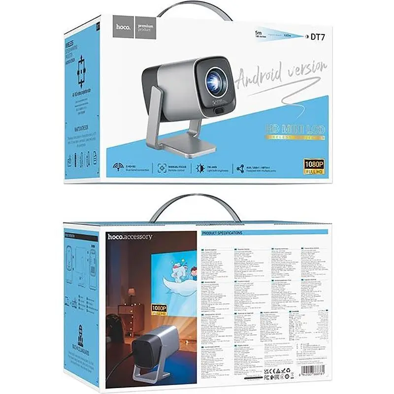 Мультимедийный проектор Hoco DT7 Grey [158017] - фото 6