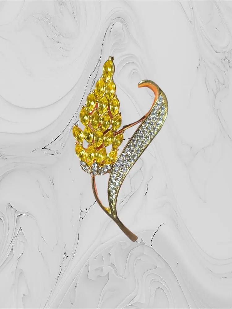 Брошь-булавка колосок пшеницы со стразами - фото 4