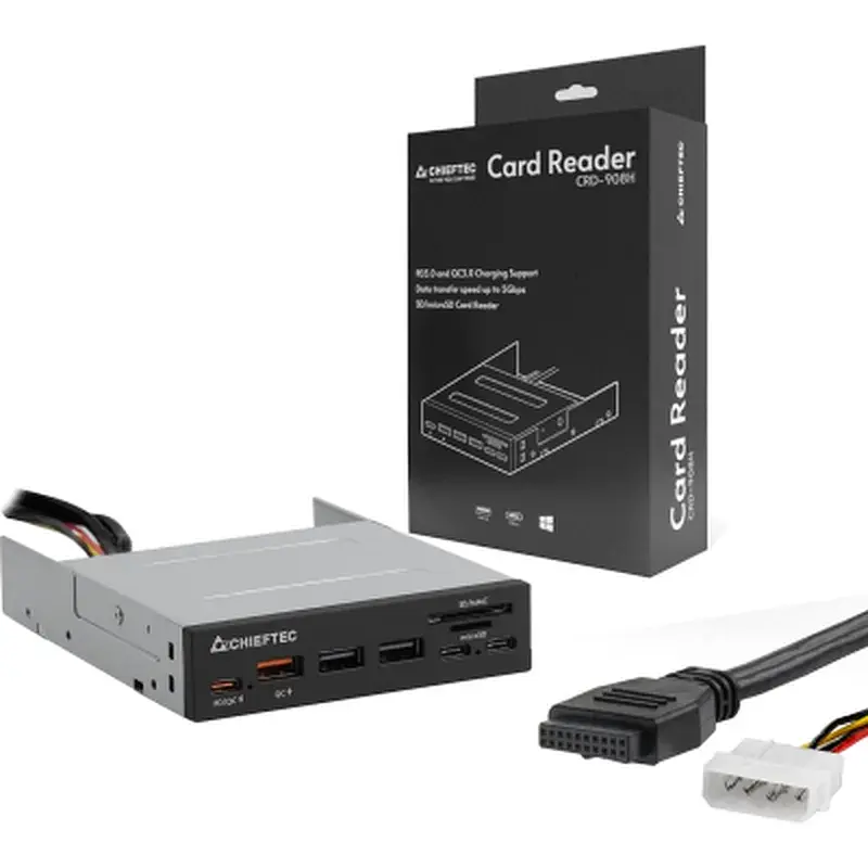 Зчитувач флеш-карт Chieftec 3.5" 2xUSB3.2/2xType-C/1xPD3.0/1xQC3.0 USB (CRD-908H) - фото 5
