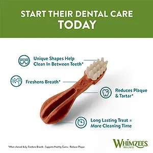 Натуральні ласощі для зубів собак WHIMZEES Dental Treats Toothbrush M 12 шт. - фото 2