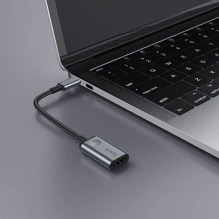 Конвертер Type-C HUB HOCO HB21 Type-C to HDMI конвертер Metal Gray - фото 3