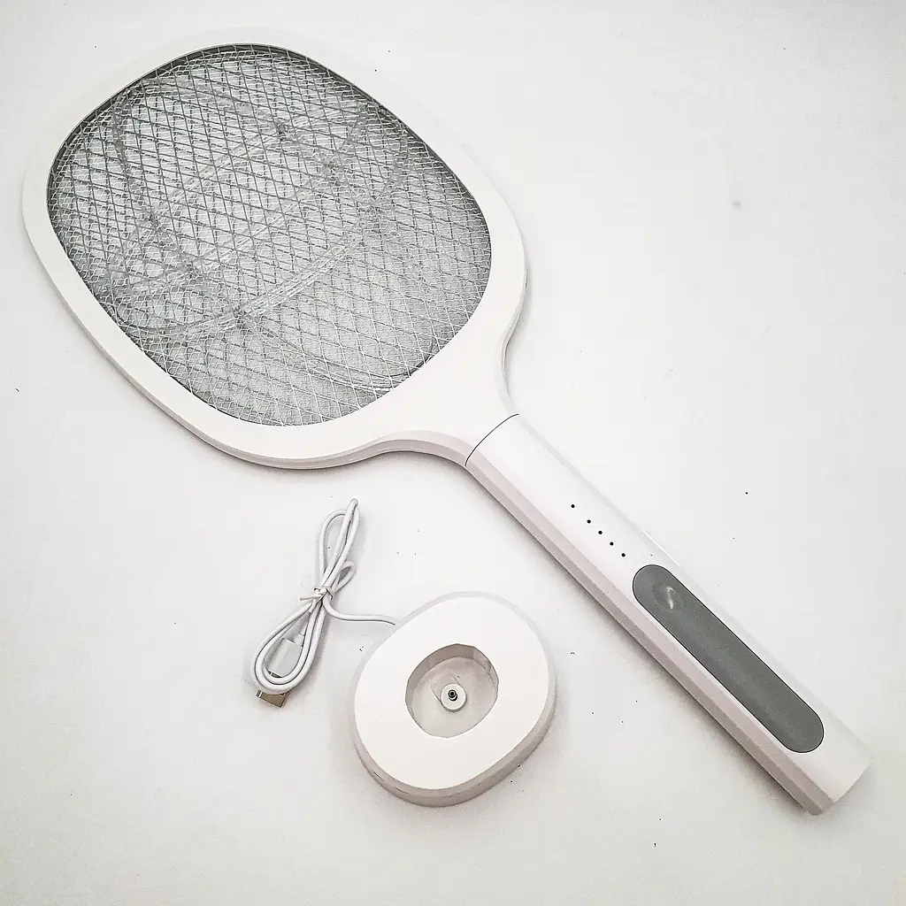 Мухобійка акумуляторна електрична ракетка знищувач комах UKC Electric Mosquito Swatter білий