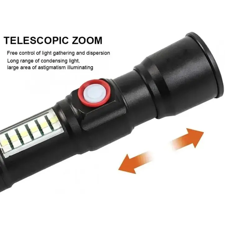 Ручний ліхтар RB-269 акумуляторний бічним світлом та зумом LED Р50+5SMD USB Zoom - фото 3