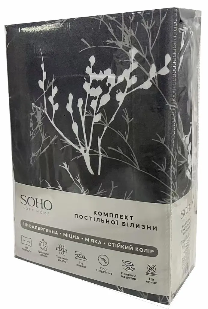 Комплект постільної білизни Сімейний 150х200 см Branch Grey SOHO pbe0050897 - фото 3